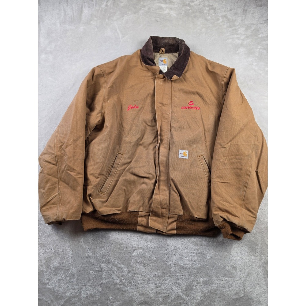 Vintage Carhartt Jacket FRJ134 Mens XL Brown Flame Resistant Canvas Workwear Y2K